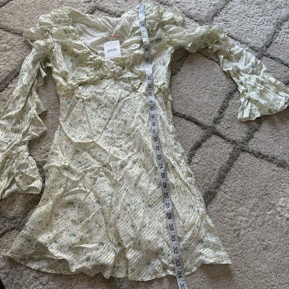 Free People Sweetest Thing Mini Dress sweet floral cream blue ruffle 8 new
